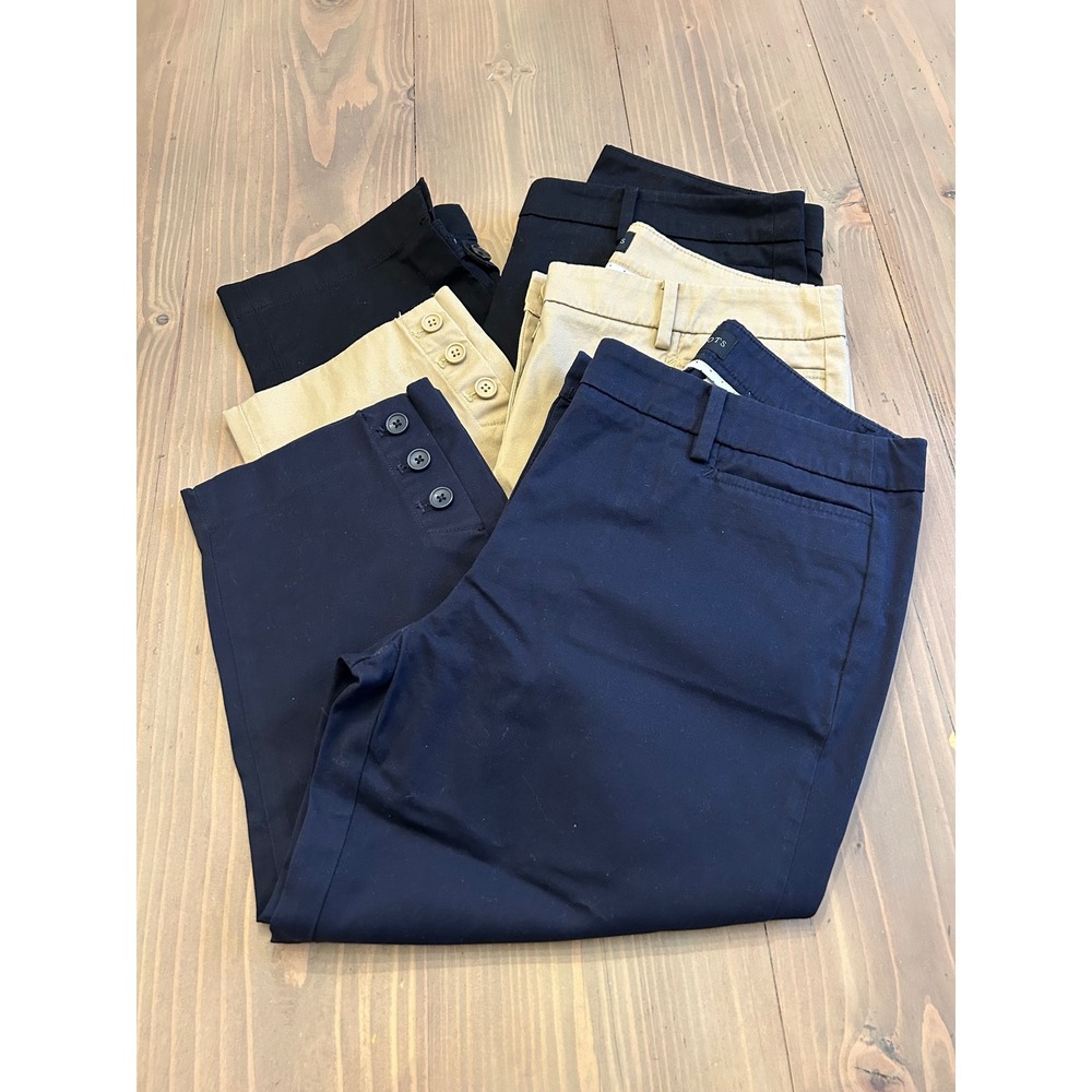 Talbots Perfect Skimmer Pants Bundle 6P Navy Khaki Black Button Hem Crop 3 Pairs